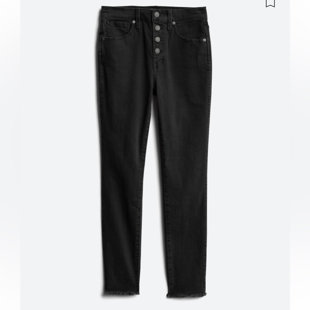 Madewell 10” Button Front High Rise Frayed Hem Skinny Jeans